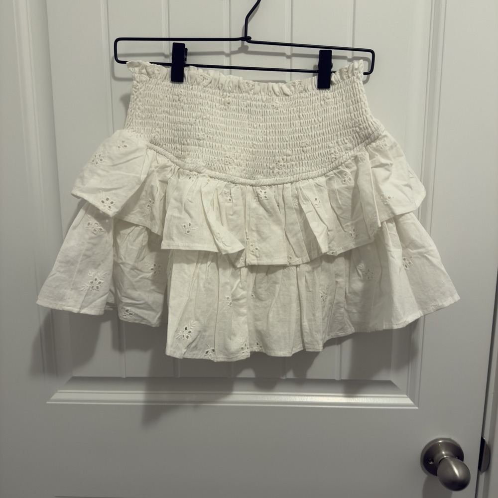 Miou Muse Women's White Ruffle‎ Eyelet Skort Size Large